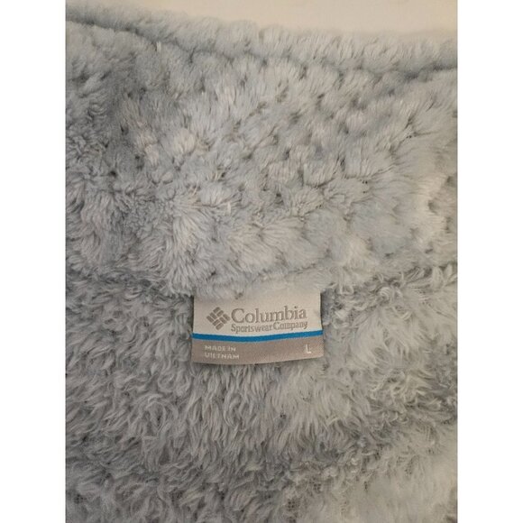 Columbia Textured Fleece Light Blue Gray Zip Front Jacket Size L - Picture 6 of 7